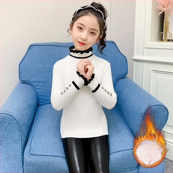 Dječji džemper u korejskom stilu od veluru pleteni materijal, core-spun vlakna od kunićje dlake, gust