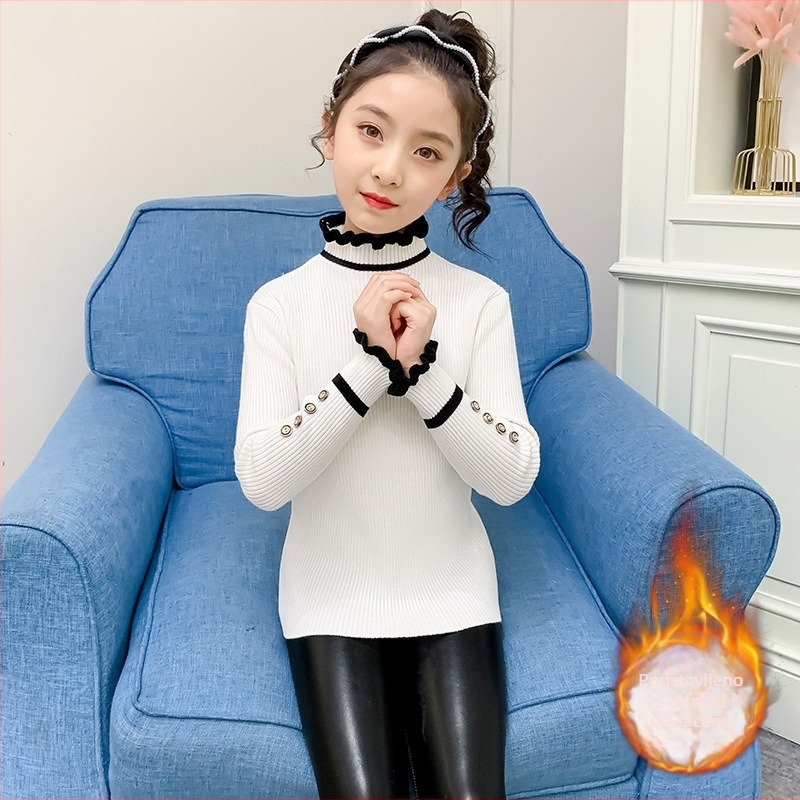 Dječji džemper u korejskom stilu od veluru pleteni materijal, core-spun vlakna od kunićje dlake, gust