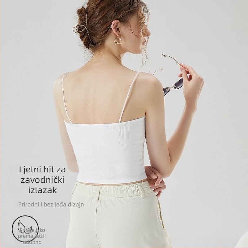 Camisola s umetkom za prsa, pamuk 90–95%, V-izrez, naramen stil, 161–180 g/m²