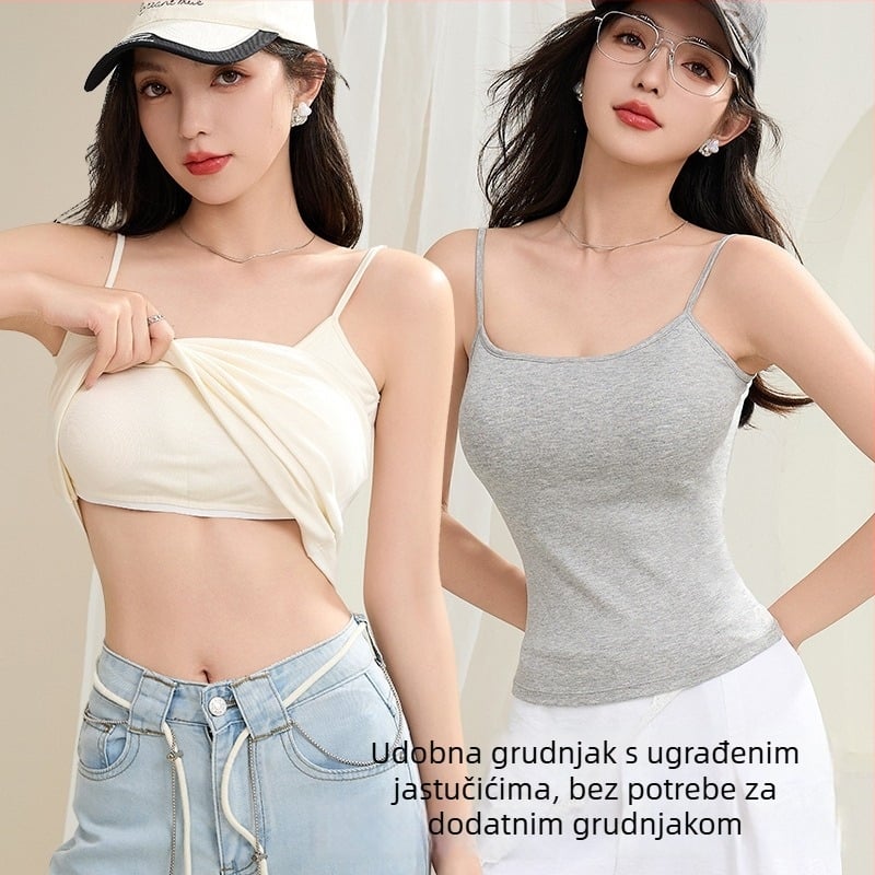 Ženski camisole top, street-hipster stil, kratka duljina, visoka elastičnost, viskozno vlakno, sadržaj viskoze 90–95%