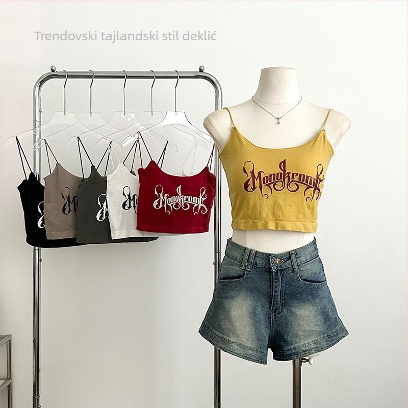 Tank top s dvostrukim naramenicama, slim fit, najlon materijal 80–90%, ulični hipster stil
