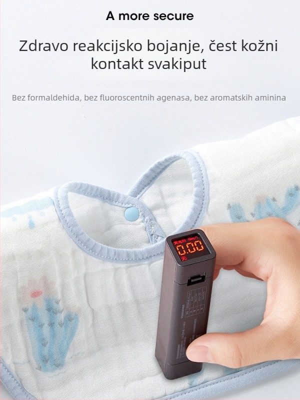 Dječji salivan od 100% pamuka s tiskom na gazastom materijalu, zaštita od mrlja, sigurnosna klasa A, za djecu 0–6 godina