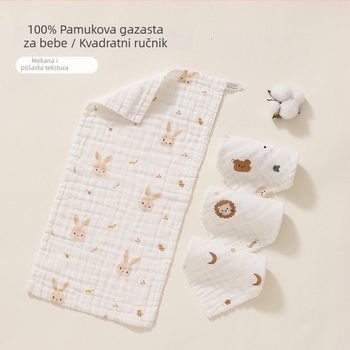 Cotton Celery pamučna gazena krpa za bebe, mekana i upijajuća, ručnik za lice i podrigivanje, novorođenčad, >95% pamuka, uzorak crtani