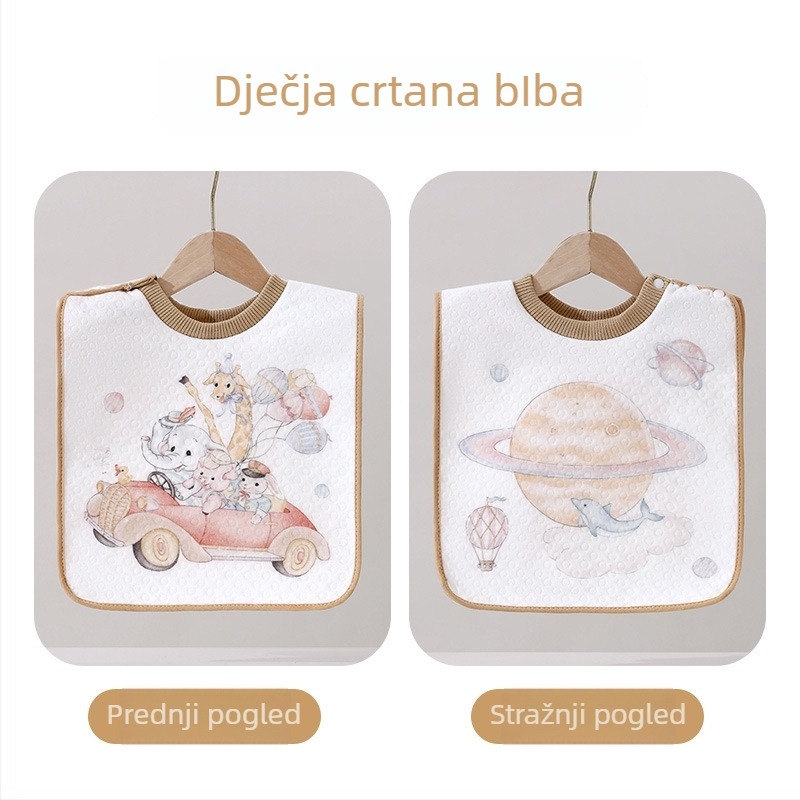 Dječji salivnik od 100% pamuka, vodootporan, četiri godišnja doba, za uzrast 3–8 godina, uzorci crtani/životi/cvijeće