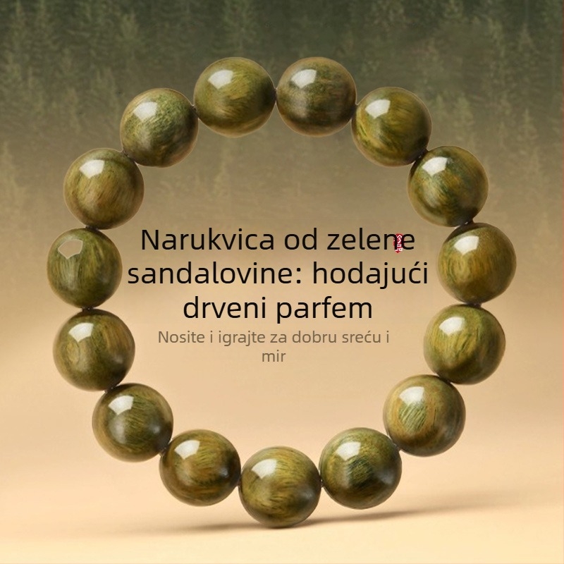 Muška narukvica od sandalovog drveta, prirodna izrada, moderan minimalistički stil, meditacijske perle