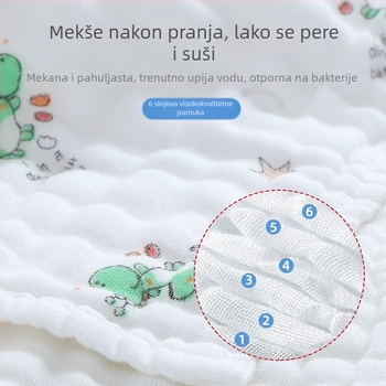Dječji ručnik za kupanje za bebe, šest slojeva vlakna tipa A, 100% pamuk, otisak, ravno tkanje, 300-400 g