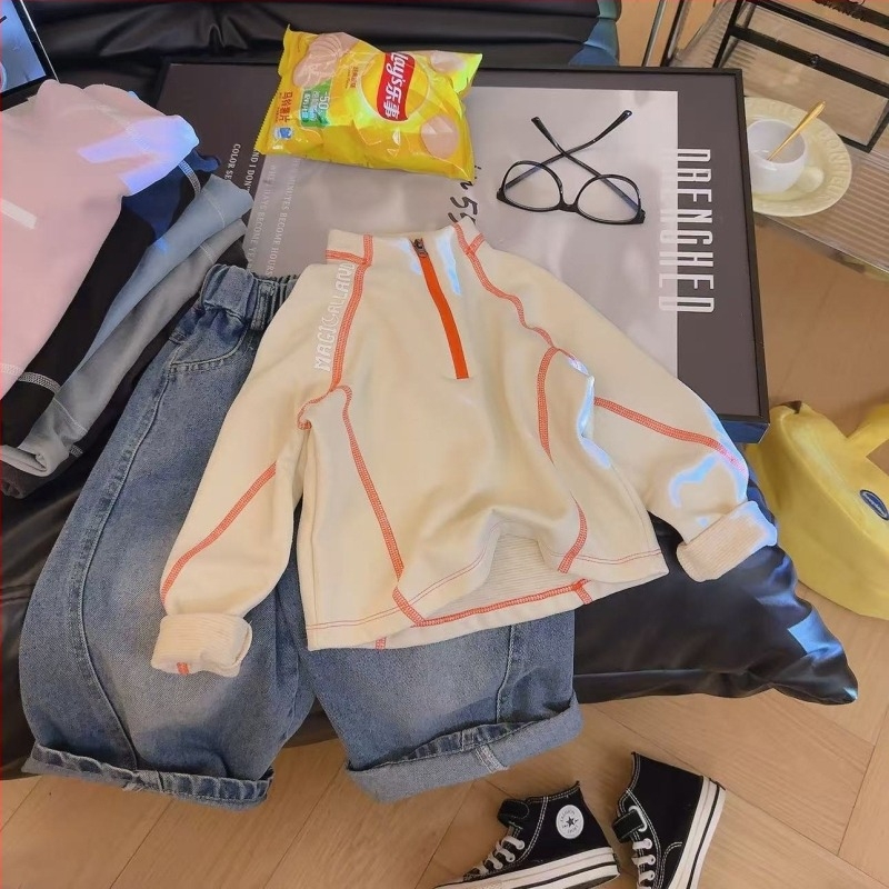 Dječji džemper s visokim ovratnikom, unisex, jednobojan, dugi rukavi, pulover-stil, bez kapulje, mekan materijal, 90% poliester