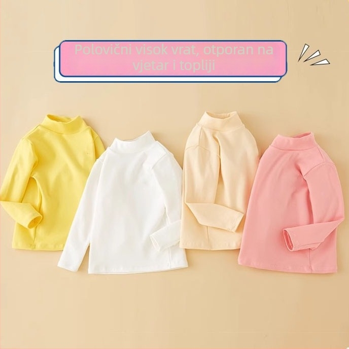 Unisex dječje velvet majica s dugačkim rukavima i polu-visokom ovratnikom, jesen-zima, 100% poliester, za djecu 8+ godina