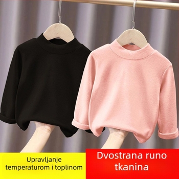 Dječja majica s dugim rukavima i polu-visokim ovratnikom – sportski stil, dobna skupina 3–8 i 8+ godina, 100% poliester, smjesa kemijskih vlakana, proljeće 2025