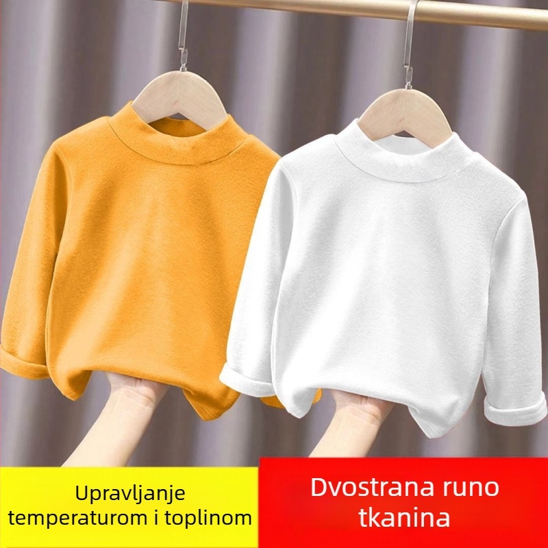 Dječja majica s dugim rukavima i polu-visokim ovratnikom – sportski stil, dobna skupina 3–8 i 8+ godina, 100% poliester, smjesa kemijskih vlakana, proljeće 2025