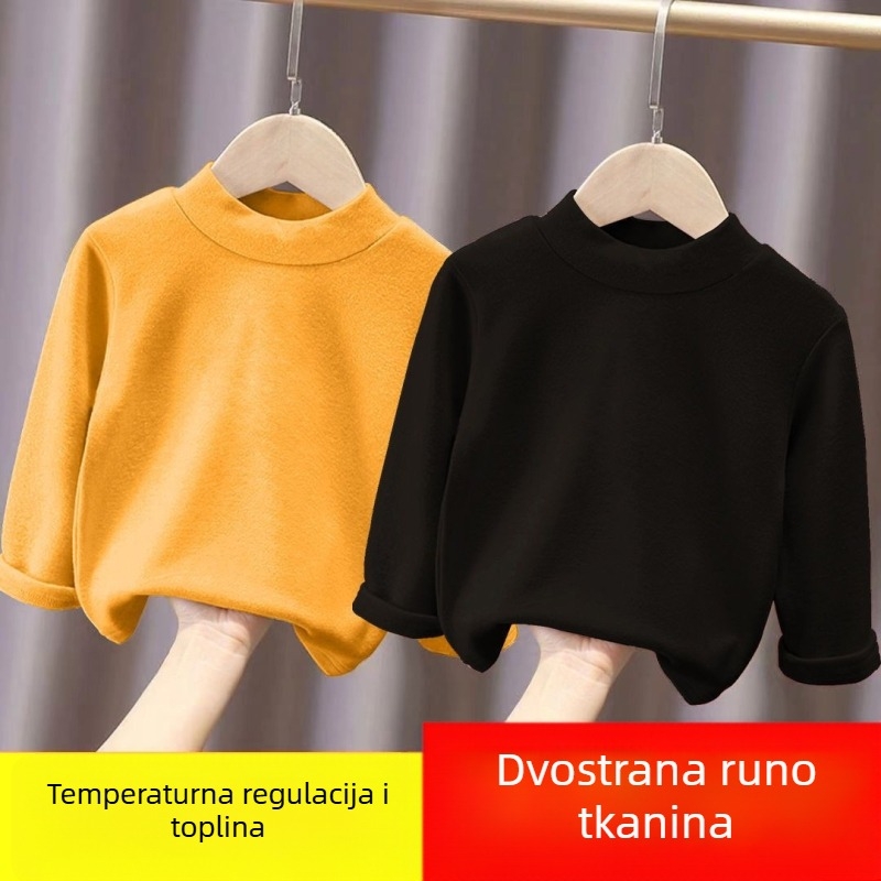 Dječja majica s dugim rukavima i polu-visokim ovratnikom – sportski stil, dobna skupina 3–8 i 8+ godina, 100% poliester, smjesa kemijskih vlakana, proljeće 2025