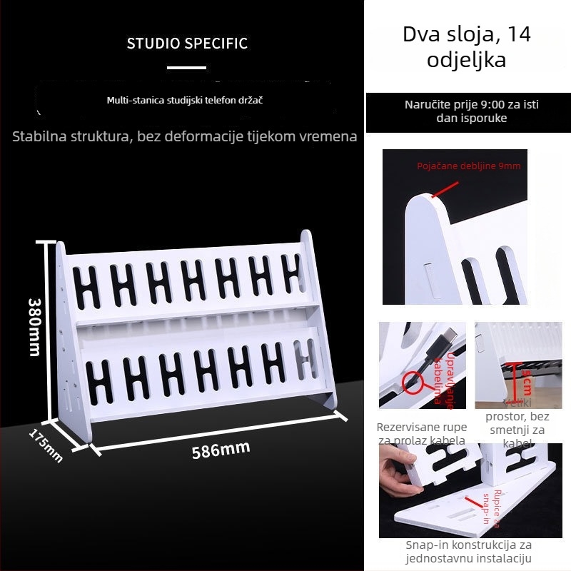 Držač za telefon za stolni i podni stalak, višestruka pozicija, PVC, jednostavan stil, 3C certifikat