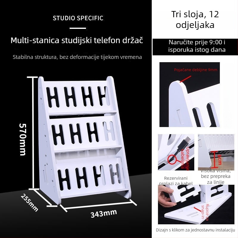 Držač za telefon za stolni i podni stalak, višestruka pozicija, PVC, jednostavan stil, 3C certifikat
