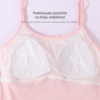 Dvostupan trening grudnjak za djevojčice, dugački kroj, okrugli izrez, Modalna tkanina, sadržaj Modal 45,5%, za uzrast 12–14 godina