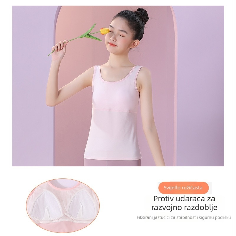 Dvostupan trening grudnjak za djevojčice, dugački kroj, okrugli izrez, Modalna tkanina, sadržaj Modal 45,5%, za uzrast 12–14 godina
