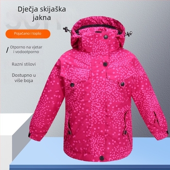 Dječja skijaška jakna: prozračna, vodootporna, otporna na vjetar, topla, otporna na habanje; materijal: mješavina kemijskih vlakana; podstava: poliester; punilo: PP pamuk