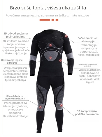 Unisex zimski brzo-sušeci sportski set — najlonska tkanina, odvodi vlagu, održava toplinu