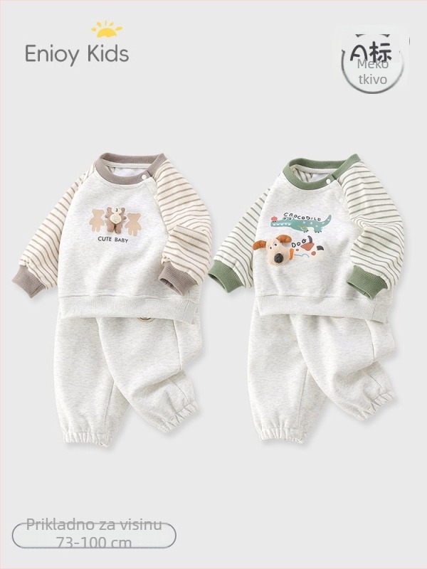 Dječji dvodijelni set hlača, korejskog stila, karikatura uzorak, 95% pamuk, za dob 1–3 godine.