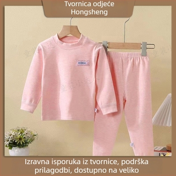 Dječji dvodijelni pamukni kućni komplet, dugi rukavi, pulover bez kapucije, 90% pamuk, za djecu 3–8 godina, pogodan za zimu, proljeće i jesen