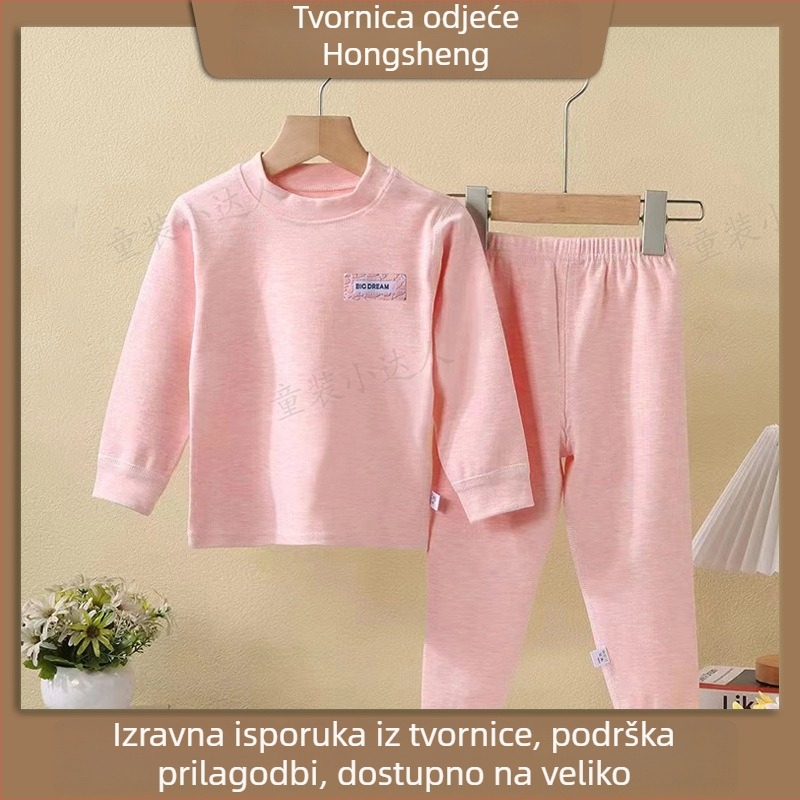 Dječji dvodijelni pamukni kućni komplet, dugi rukavi, pulover bez kapucije, 90% pamuk, za djecu 3–8 godina, pogodan za zimu, proljeće i jesen
