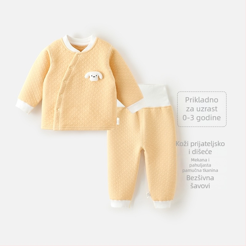 Dječji zimski topli komplet - 100% pamuk, dugi rukavi i hlače, bez kapuljače, unisex, višedjelni set, za dob 1-3 godine