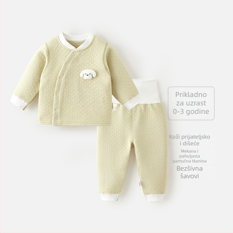 Dječji zimski topli komplet - 100% pamuk, dugi rukavi i hlače, bez kapuljače, unisex, višedjelni set, za dob 1-3 godine