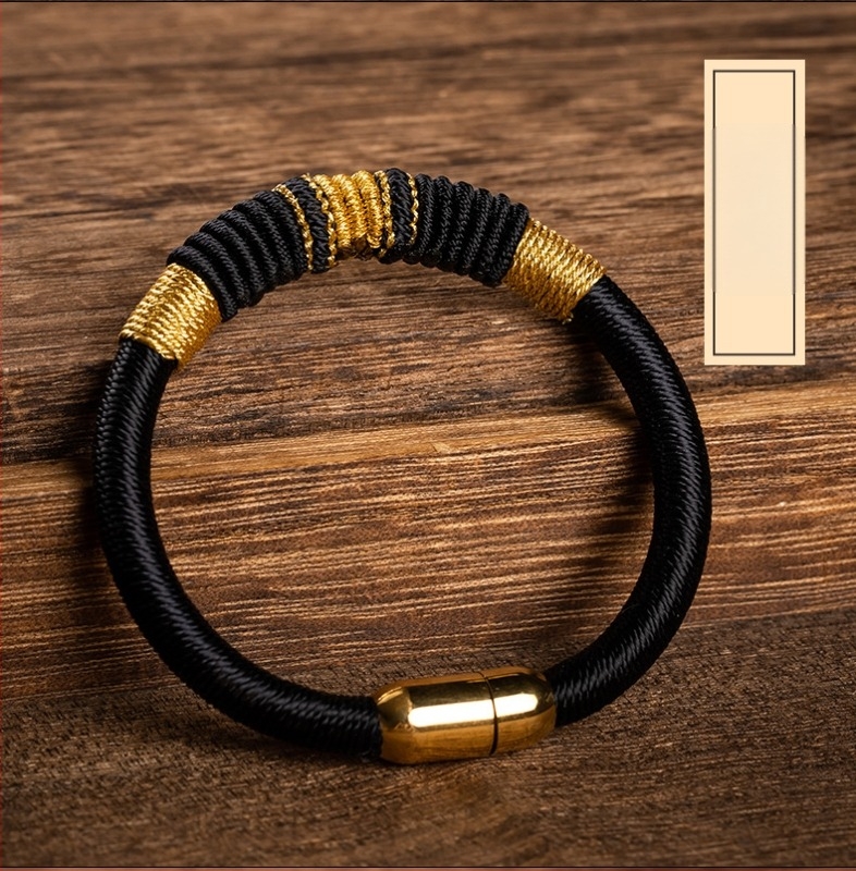 Ručno pleteni narukvica od užadi s magnetskom kopčom - retro unisex stil