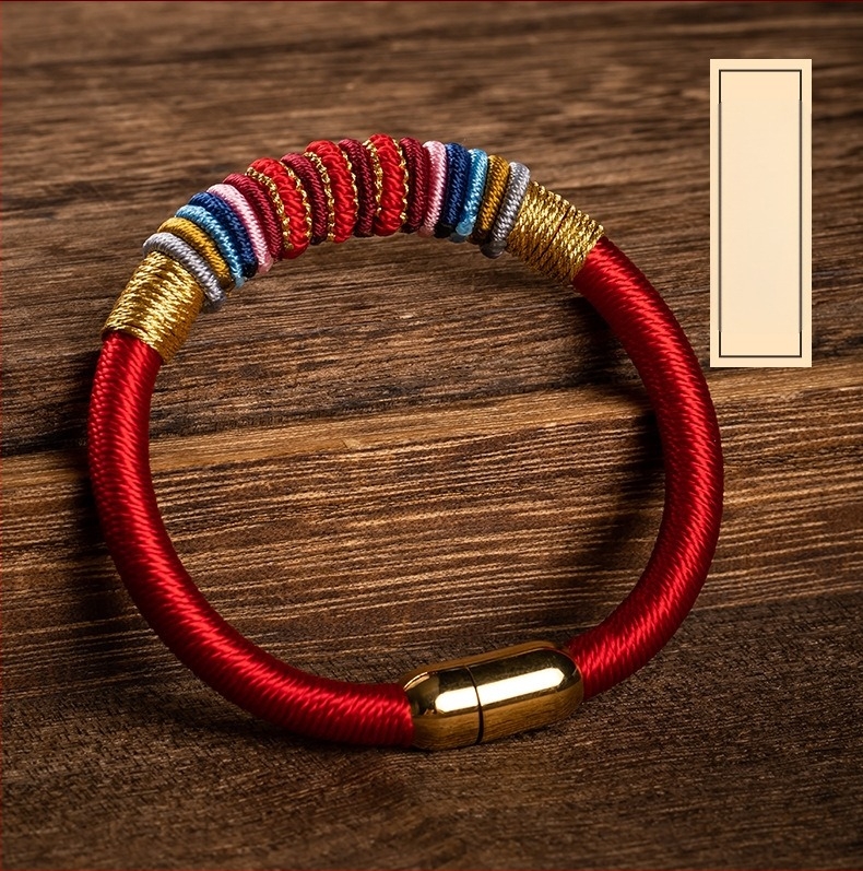 Ručno pleteni narukvica od užadi s magnetskom kopčom - retro unisex stil