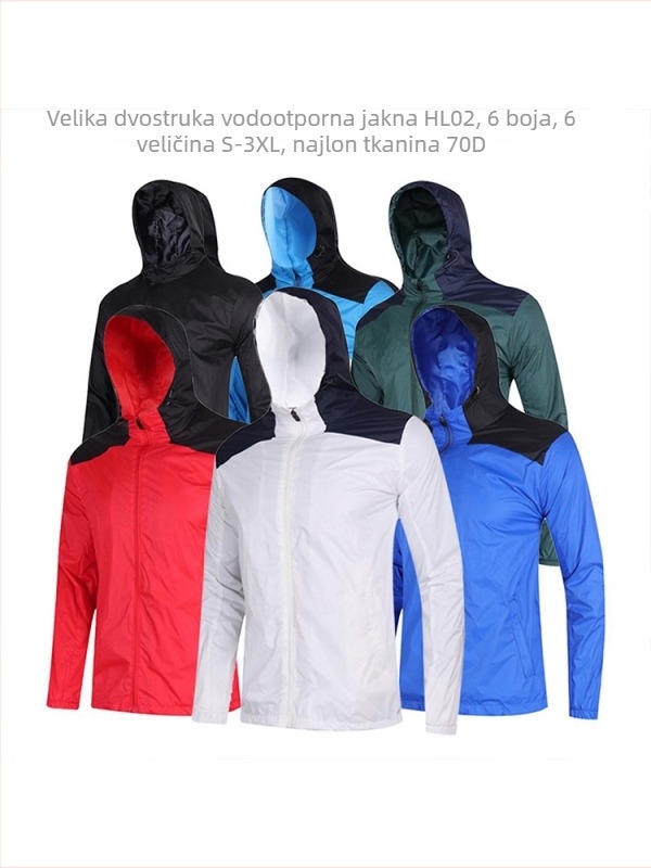 Jakna s kapuljačom, otporna na vjetar i vodu, za trčanje i vožnju biciklom, smjesa poliestera i najlona, dugi rukavi