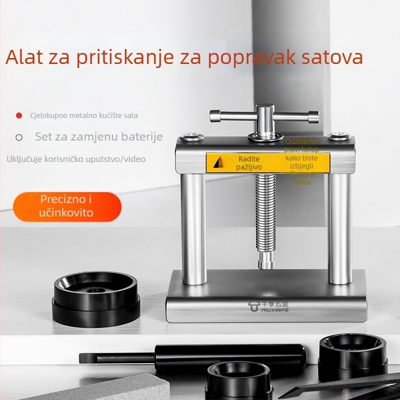 Alat za pritiskanje stražnjeg poklopca sata – okrugli ručni dizajn, univerzalni set za popravak (25 kom), metalno-plastična konstrukcija, stolni skup alata za popravak satova