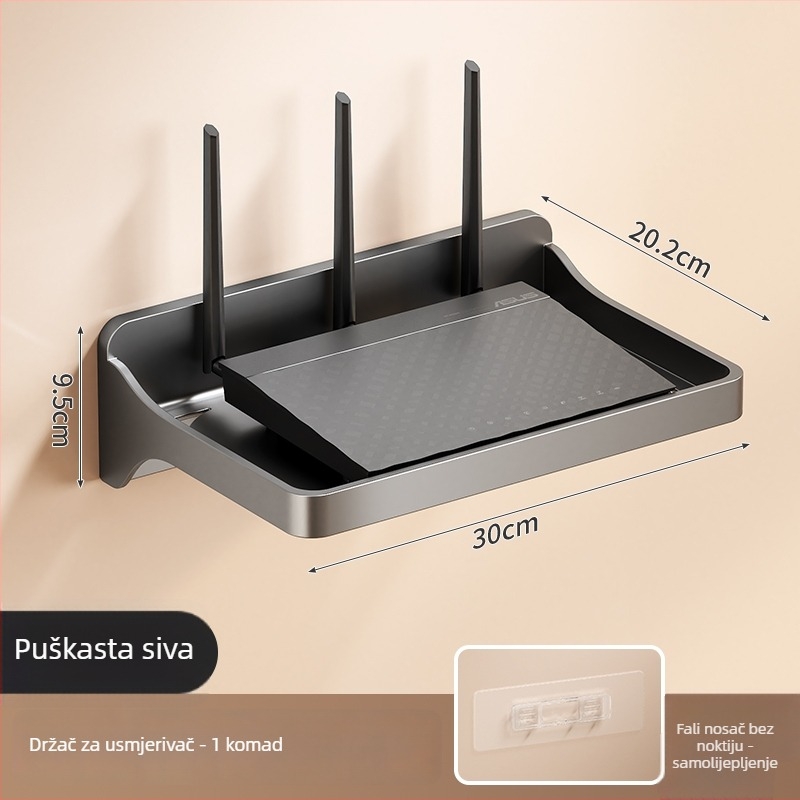Stalak za router s 6 nivoa – organizator za modem, set-top box i kablove; montaža potrebna