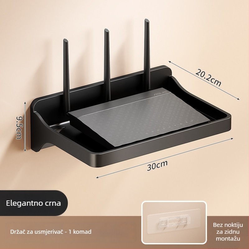 Stalak za router s 6 nivoa – organizator za modem, set-top box i kablove; montaža potrebna
