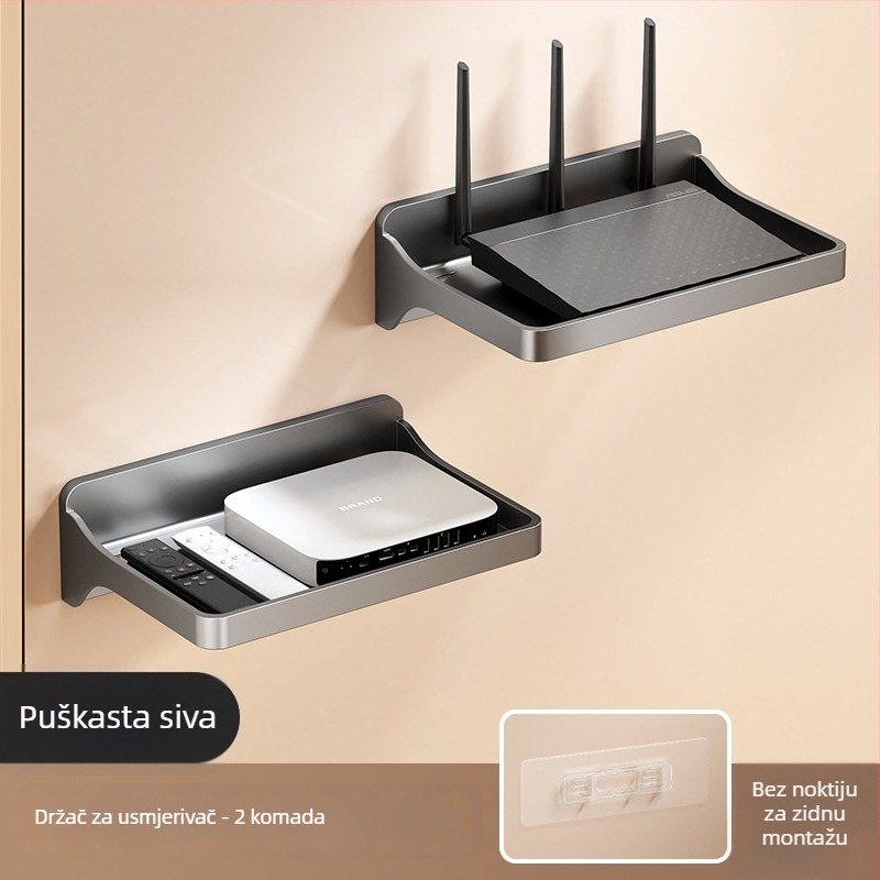 Stalak za router s 6 nivoa – organizator za modem, set-top box i kablove; montaža potrebna