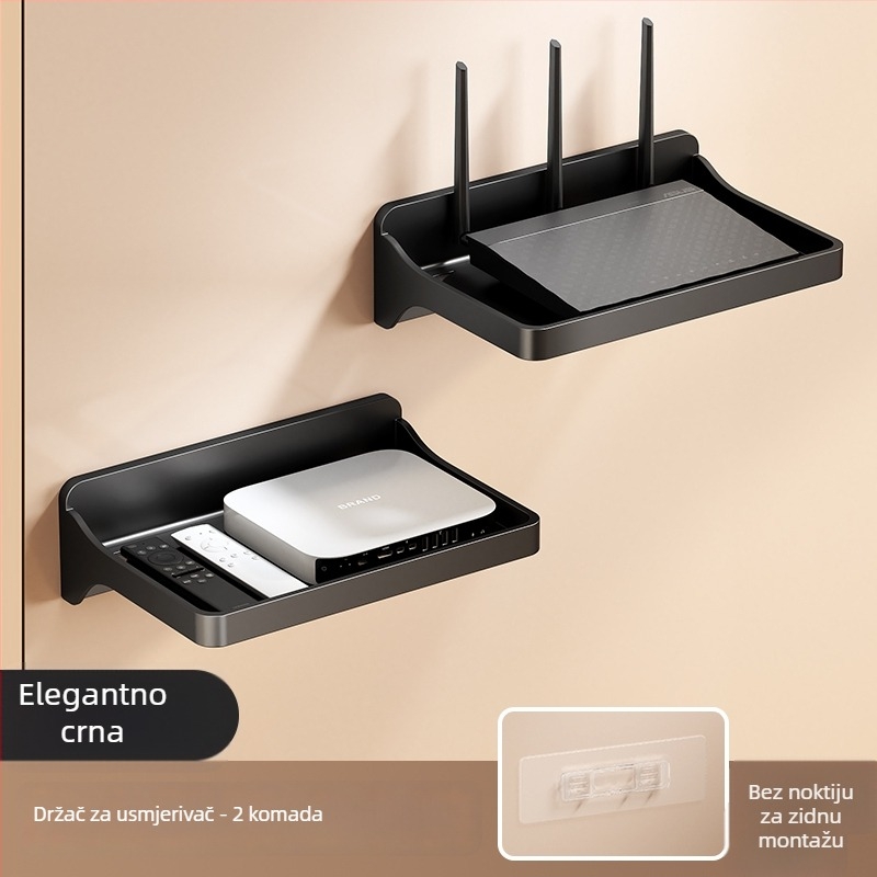Stalak za router s 6 nivoa – organizator za modem, set-top box i kablove; montaža potrebna