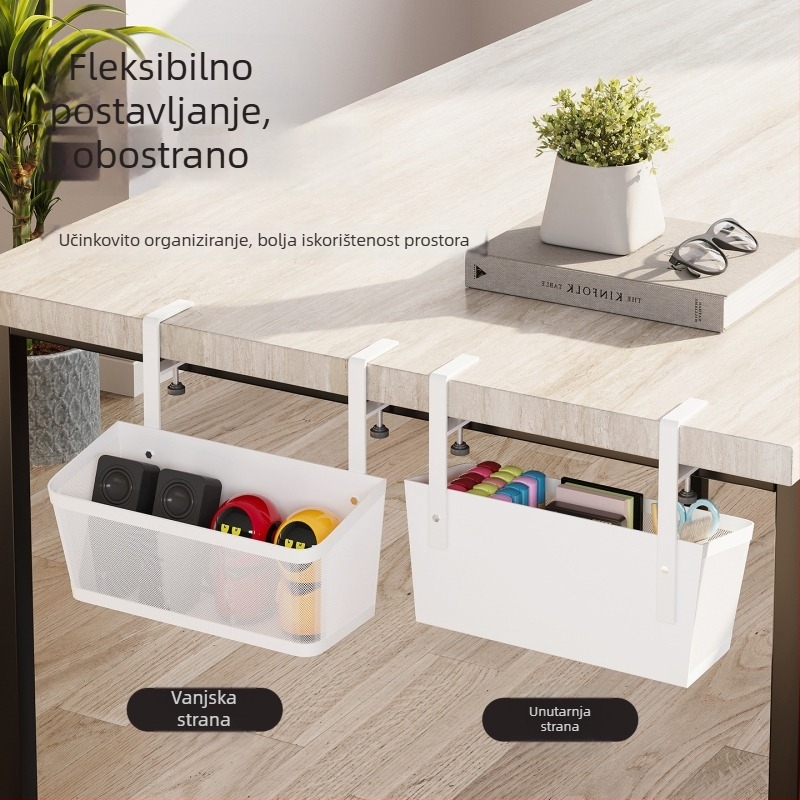 Stalak za organizaciju kablova ispod računala, karbonsko-čelični materijal, montaža na stol, 1 sloj, stolni skladišni organizator