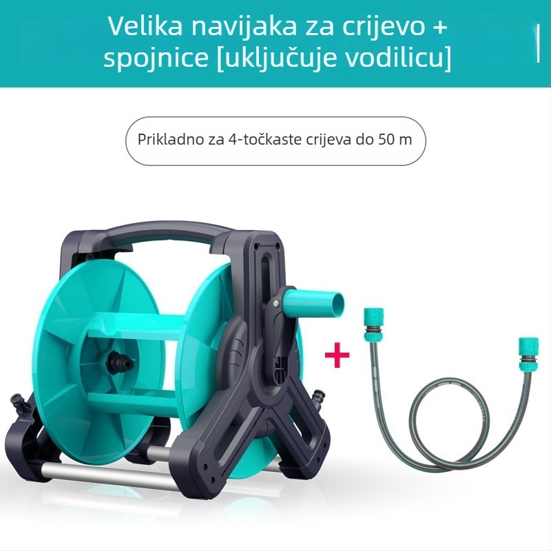 Navijač crijeva s mlaznicom i skladištem za navodnjavanje dvorišta - plastična mlaznica, tlak vode 7, težina 2.5