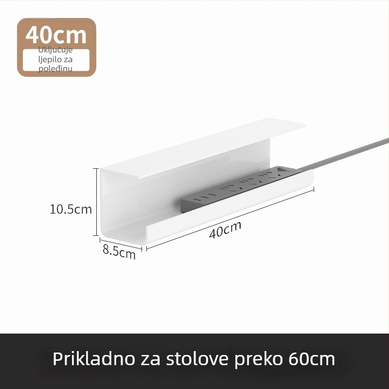 Držač za kabel ispod stola – PVC materijal, jednostavan navijajući stil, pogodan za organizator kablova. EVERTE; Model: Držač kablova ispod stola