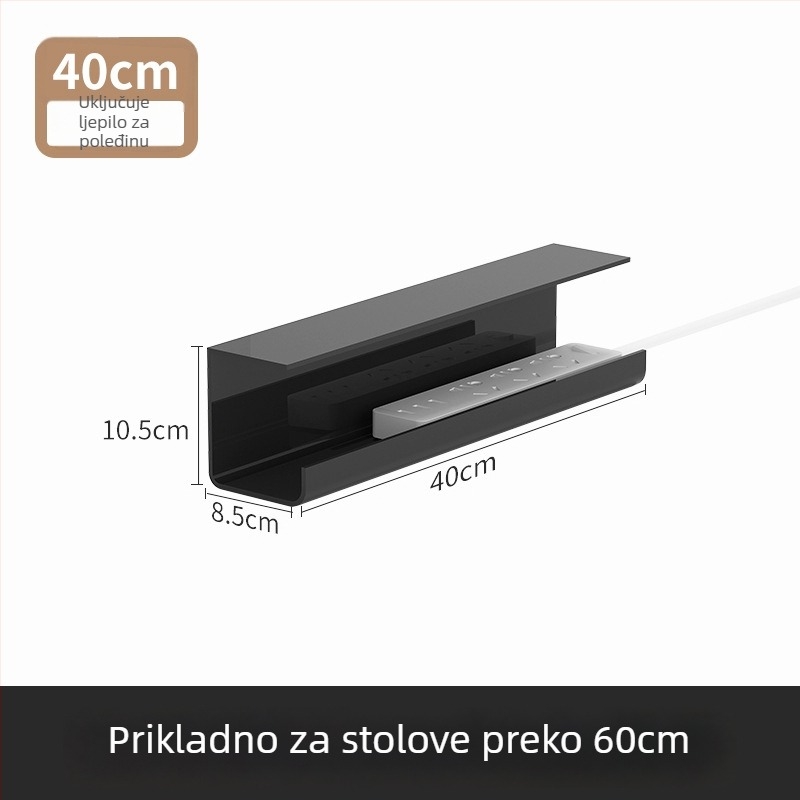 Držač za kabel ispod stola – PVC materijal, jednostavan navijajući stil, pogodan za organizator kablova. EVERTE; Model: Držač kablova ispod stola