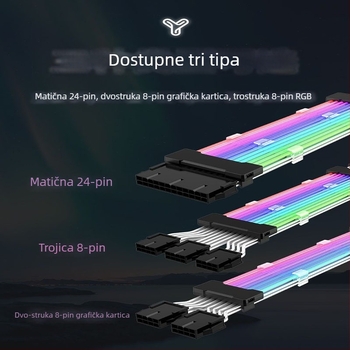 ARGB produžni kabel za sinhronizaciju, 24P sučelje, 2×8P i 3×8P priključci, bakreni vodič, duljina 305 mm