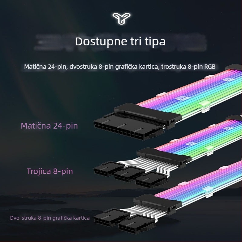 ARGB produžni kabel za sinhronizaciju, 24P sučelje, 2×8P i 3×8P priključci, bakreni vodič, duljina 305 mm