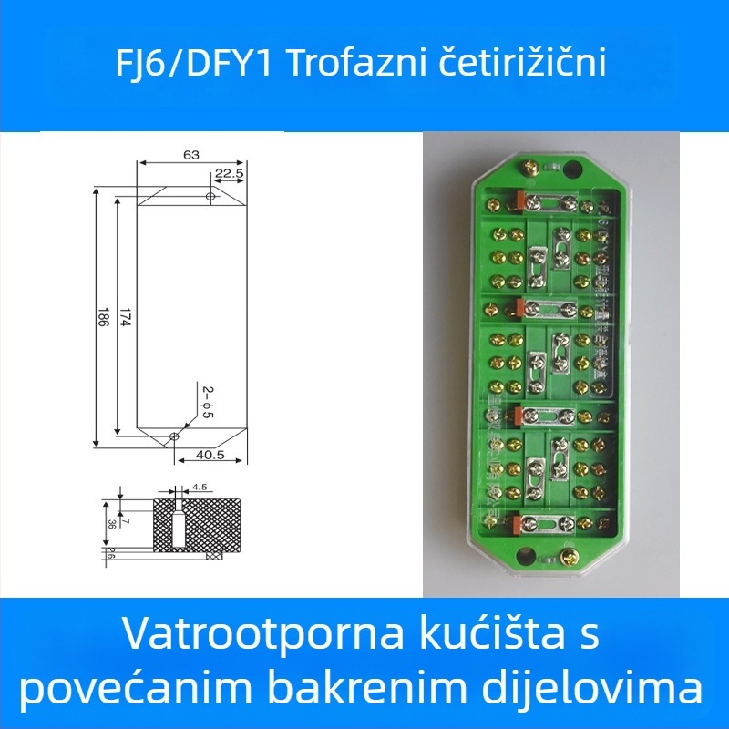 FJ6/DFY1 Kutija za kabelski razvod od čistog bakra s mjerenjem energije i integriranim terminalnim blokom