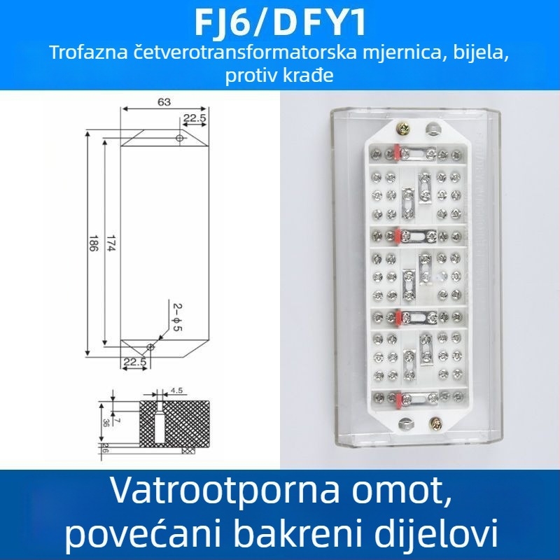 FJ6/DFY1 Kutija za kabelski razvod od čistog bakra s mjerenjem energije i integriranim terminalnim blokom