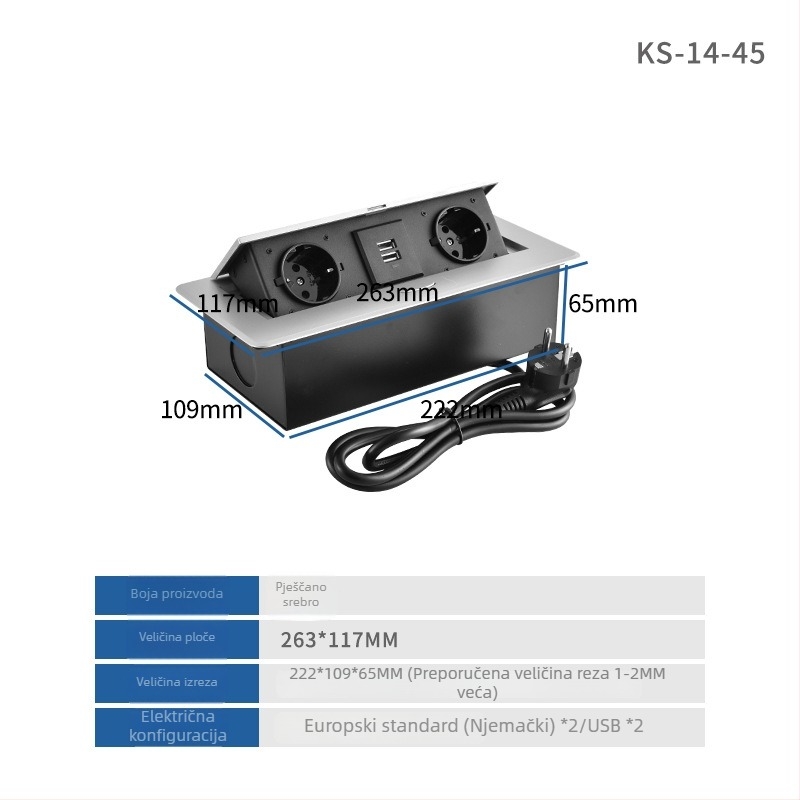 Pop-Up ugrađena multifunkcionalna stolna utičnica, marka Jian shi, ugradnja na stolu