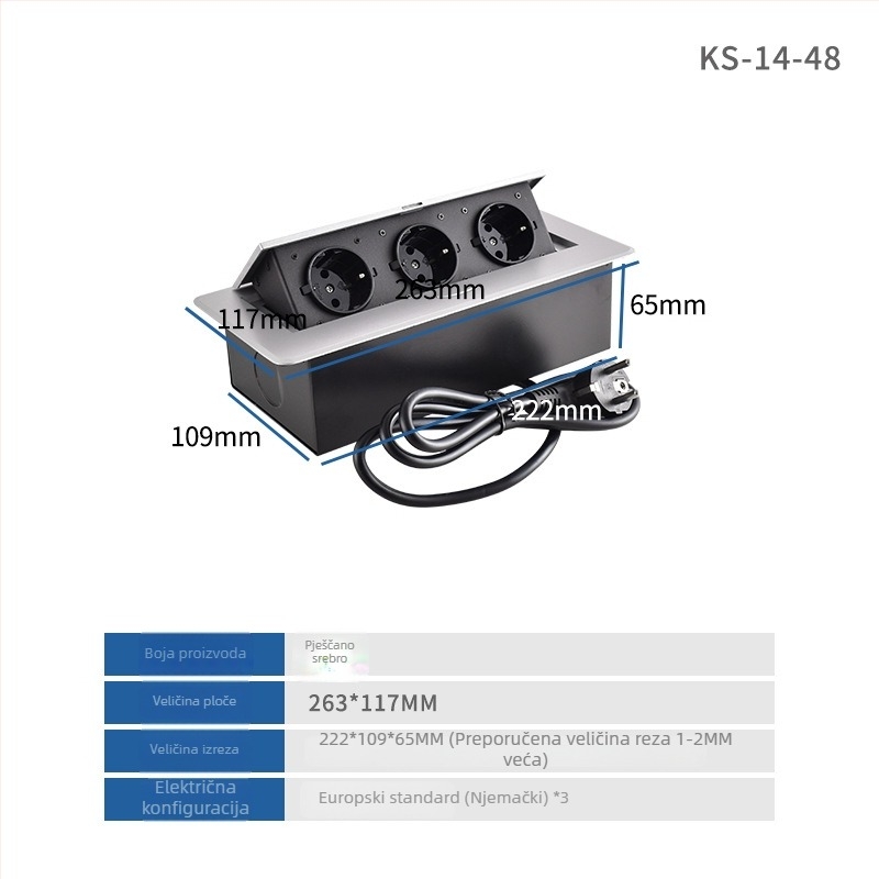 Pop-Up ugrađena multifunkcionalna stolna utičnica, marka Jian shi, ugradnja na stolu