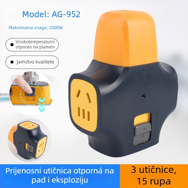 Utičnica za kabel s zaključavanjem, čisti bakreni kontakti, 10A, 100-250V, 2500W, Nacionalni standard