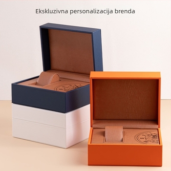 Luksuzna kutija za satove s preklopnim poklopom i PU kožnim jastukom, model Tx-19, bijeli vanjski papirnati omot, prodajno pakiranje, poklon pakiranje