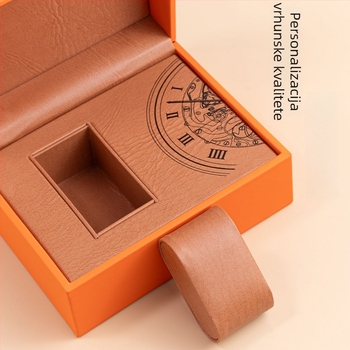 Luksuzna kutija za satove s preklopnim poklopom i PU kožnim jastukom, model Tx-19, bijeli vanjski papirnati omot, prodajno pakiranje, poklon pakiranje