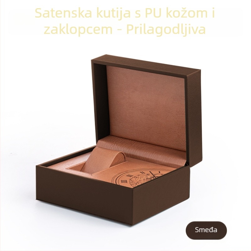 Luksuzna kutija za satove s preklopnim poklopom i PU kožnim jastukom, model Tx-19, bijeli vanjski papirnati omot, prodajno pakiranje, poklon pakiranje