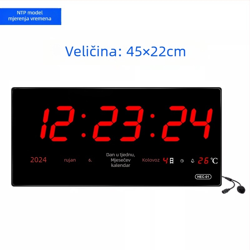 Stolni sat s BeiDou GPS, Wi‑Fi automatska sinhronizacija vremena, vječni kalendar, LED digitalni zaslon, stakleno kućište