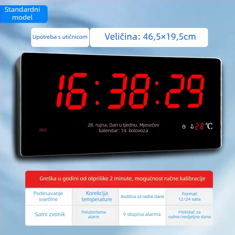 Stolni sat s BeiDou GPS, Wi‑Fi automatska sinhronizacija vremena, vječni kalendar, LED digitalni zaslon, stakleno kućište